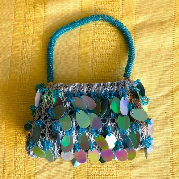 Blue Sequin Purse - Picture 1 of 2
